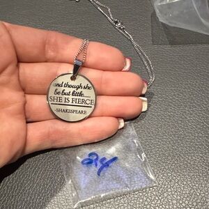 Stainless Pendant Necklace with Shakespeare Quote